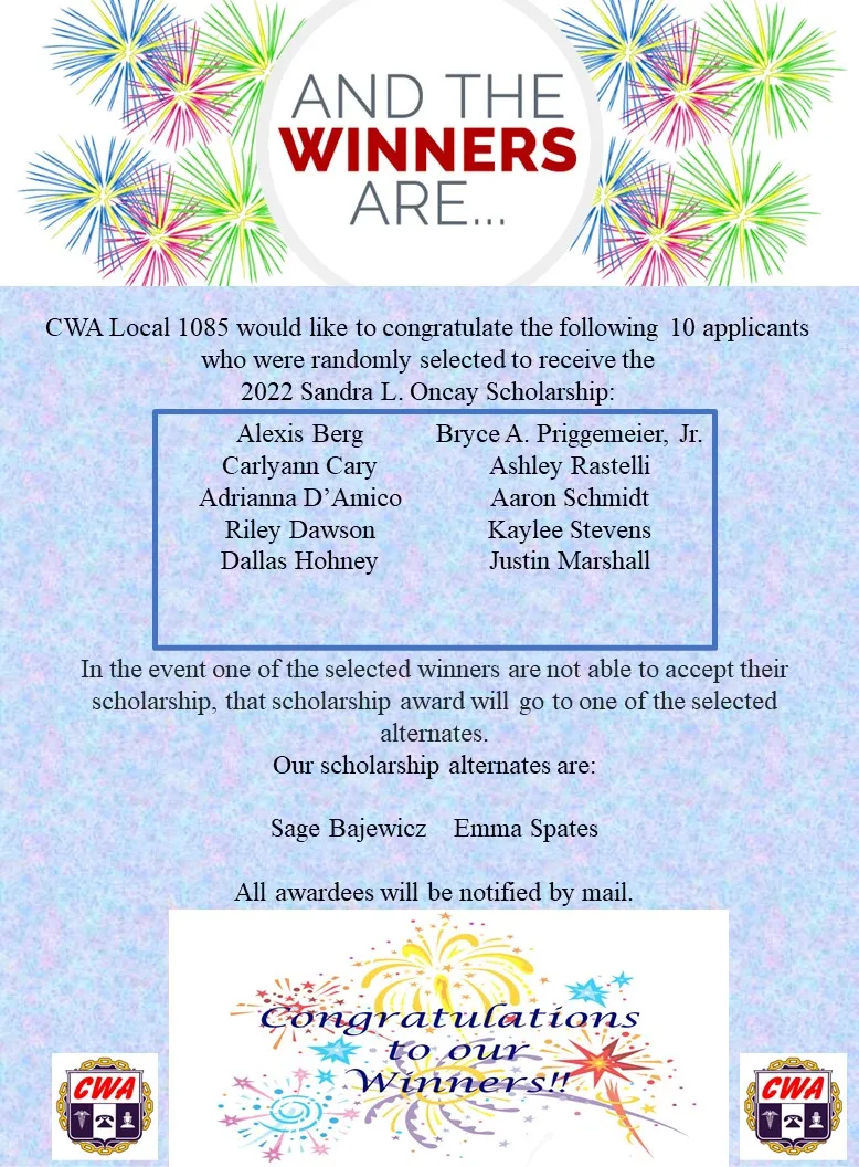 CWA 1085 Scholarship Winners